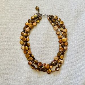 Silpada Designs Multi Strand Copper Bronze Gold Coin Pearl Necklace